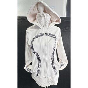 LULULEMON Women Stride Jacket Hooded Full Zip Glacier Lace Sz 8 White 93-25